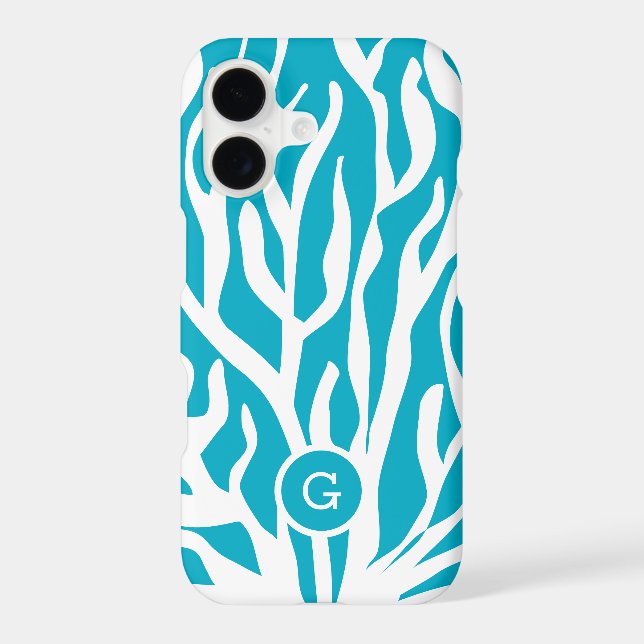 Azure blue and white coral reef custom monogram (Back)