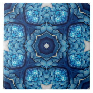 Azure Blue Arabesque Pattern Ceramic Tile
