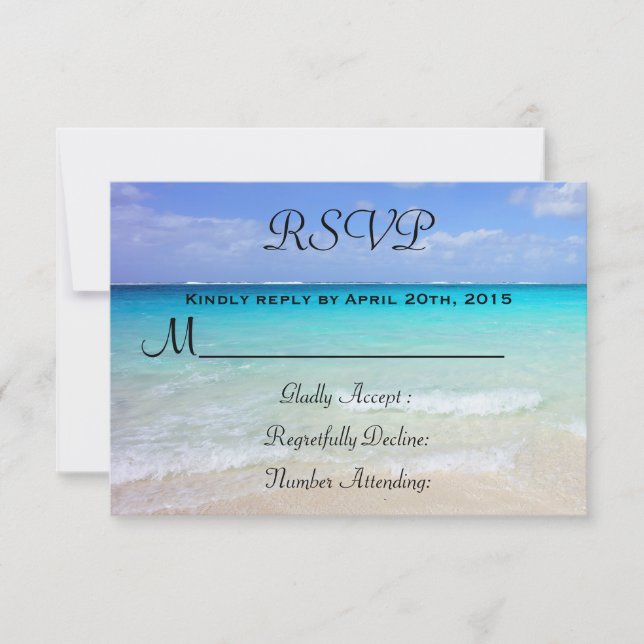 Azure Blue Caribbean Tropical Beach RSVP (Front)