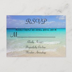 Azure Blue Caribbean Tropical Beach RSVP Card