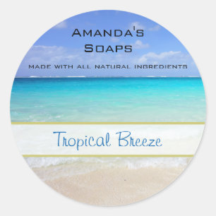 Azure Blue Caribbean Tropical Beach Soap Classic Round Sticker