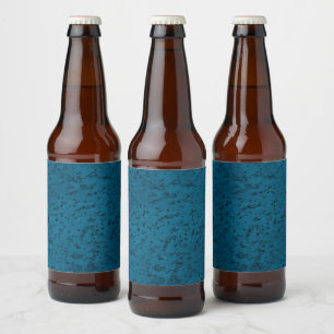 Azure Blue Cork Look Wood Grain Beer Bottle Label
