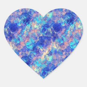 Azure Blue Crumpled Texture Heart Sticker