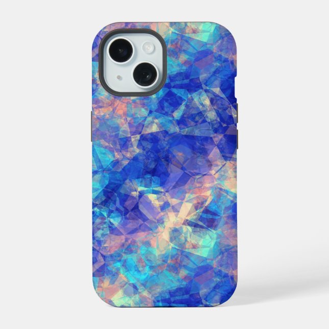 Azure Blue Crumpled Texture iPhone 15 Case (Back)