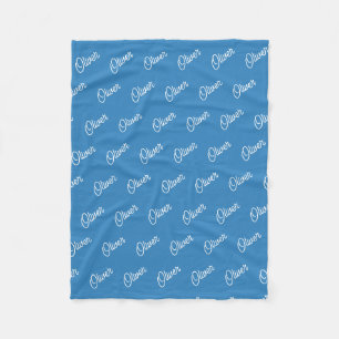 Azure Blue Custom Kids Name Repeat Fleece Blanket