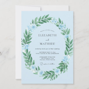 Azure Blue Dreamy Spring Wedding Invitation