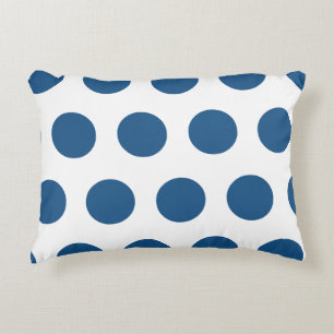 Azure Blue Geometric White Polka Dots Decorative Cushion