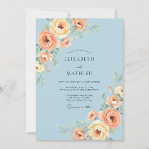 Azure Blue Graceful Summer Wedding Invitation