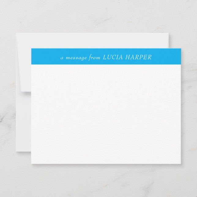 Azure Blue Monogram Family Name Note Card (Front)