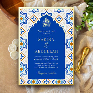 Azure Blue Persian Mosaic Muslim Wedding Gold