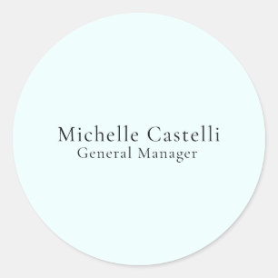 Azure Blue Professional Unique Classical Simple Classic Round Sticker