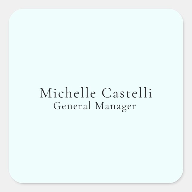 Azure Blue Professional Unique Classical Simple Square Sticker (Front)