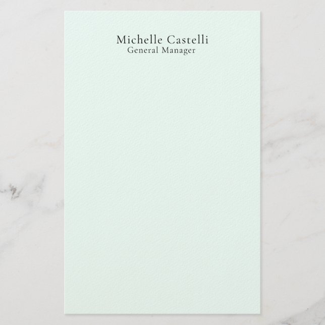 Azure Blue Professional Unique Classical Simple Stationery (Front)
