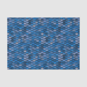 Azure Blue & Silver Snake/Dinosaur Dragon Scale Tissue Paper