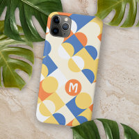 Azure Blue Sunny Yellow Midcentury Circles Pattern