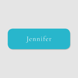 Azure Blue Trendy Modern Minimalist Name Name Tag