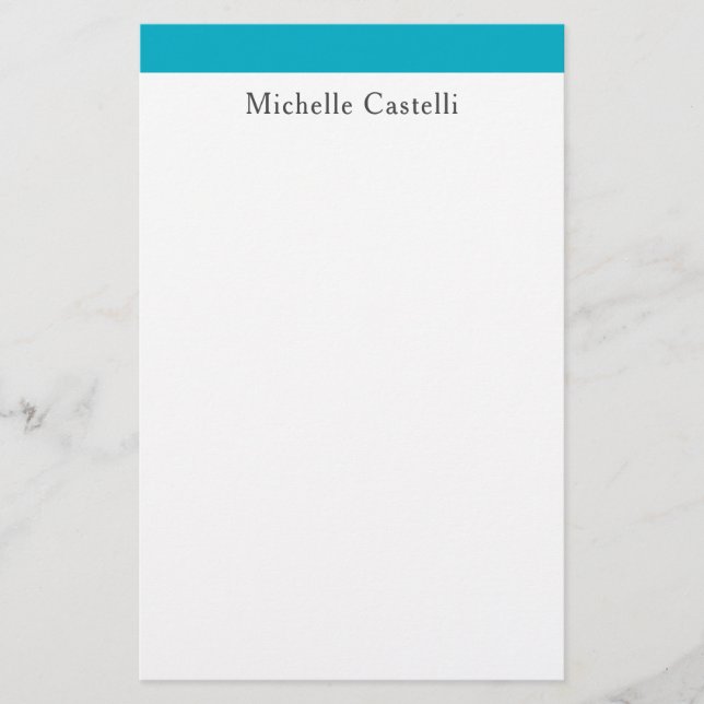 Azure Blue & White Professional Unique Classical Stationery (Front)