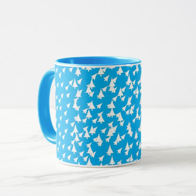 Azure Blue  White Trees Combo  Mug (Front Left)