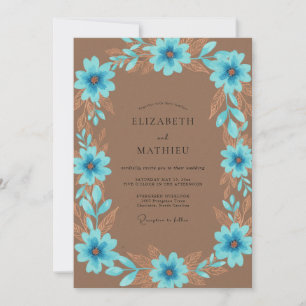 Azure Bronze Petal Wedding Invitation