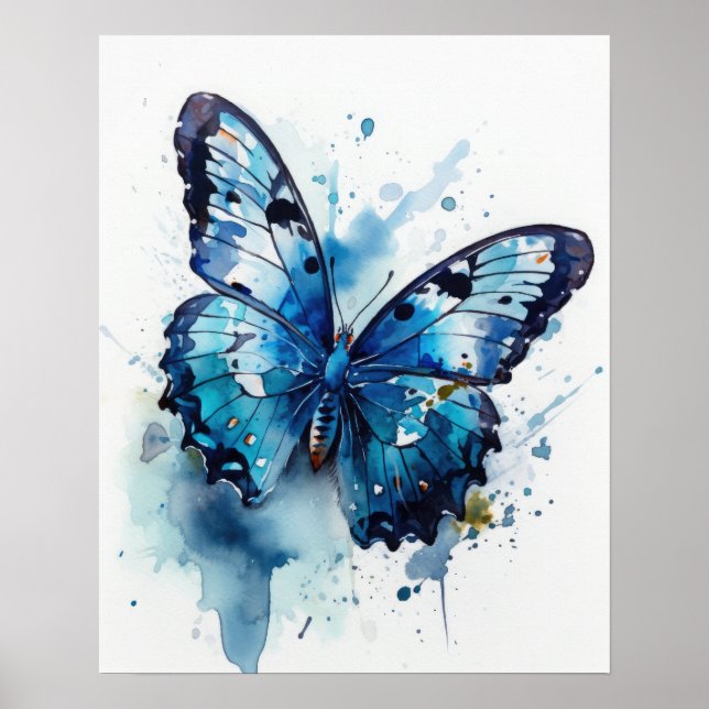 Azure Butterfly Art Print Poster (Front)