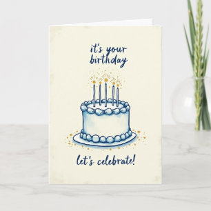 Azure Cake Birthday Card