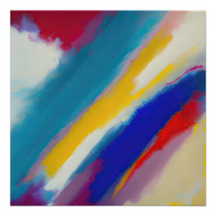 "Azure Cascade" Abstract Art Poster
