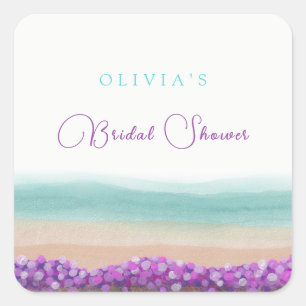 Azure Coast in Bloom Bridal Shower Square Sticker