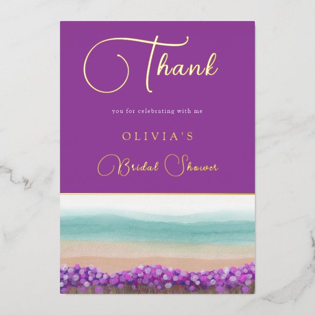 Azure Coast in Bloom Bridal Shower Thank You Card (Front)