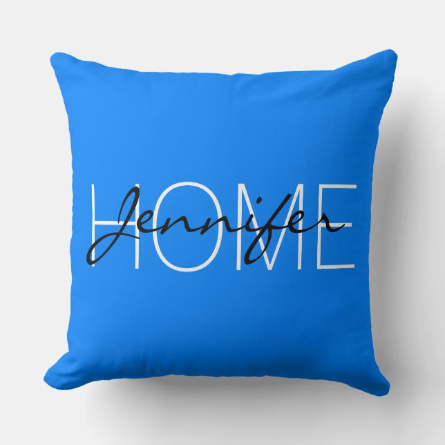 Azure colour home monogram cushion (Front)