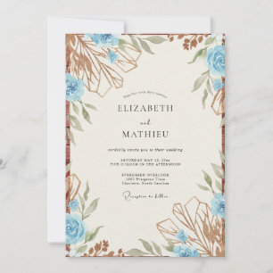 Azure Copper Rose Wedding Invitation