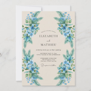 Azure Cornflower Foliage Eucalyptus Wedding Invitation