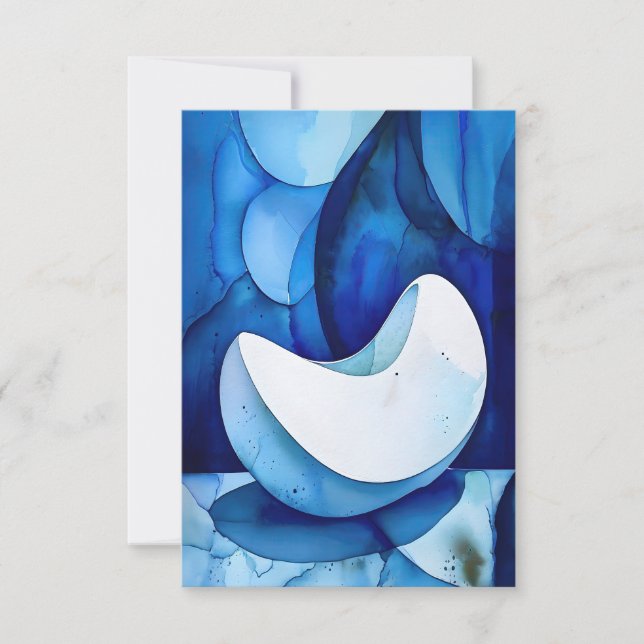Azure Curved Serenity    Thank You Card (Front)