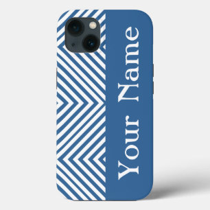 Azure Diamond Chevron with name @ Emporiomoffa iPhone 13 Case