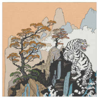 Azure Dragon and White Tiger. Illustration Fabric