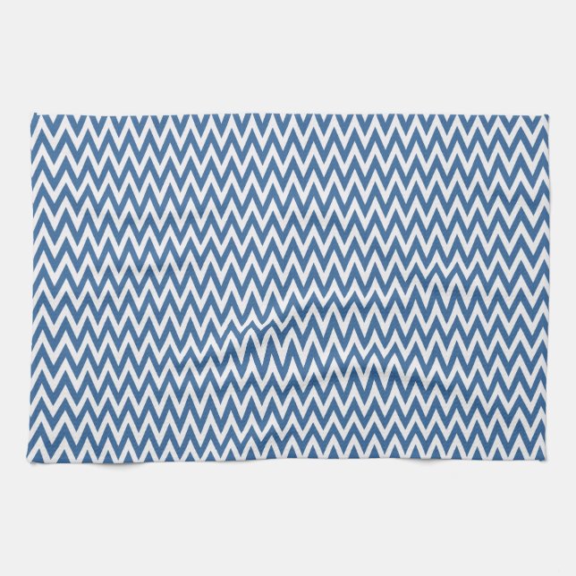 Azure Elegant Chevron Design Tea Towel (Horizontal)