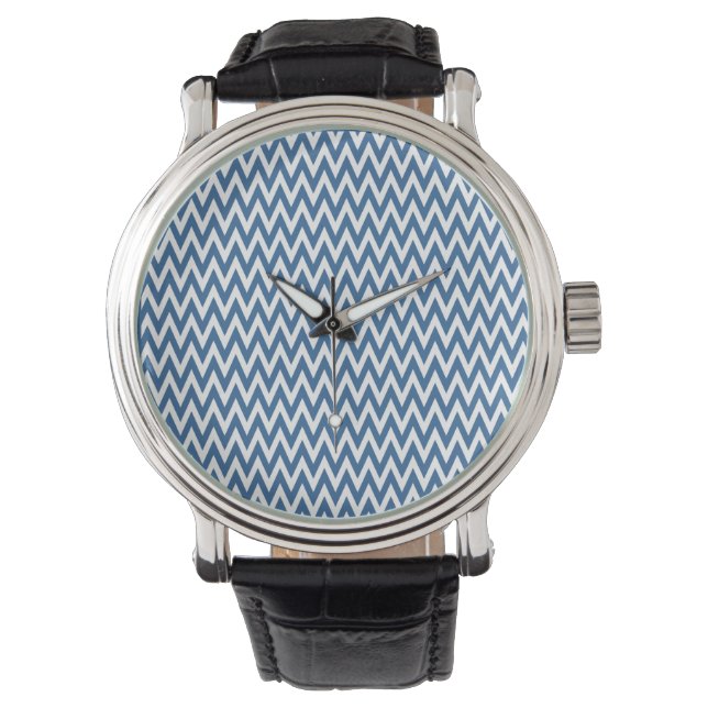 Azure Elegant Chevron Design Watch (Front)