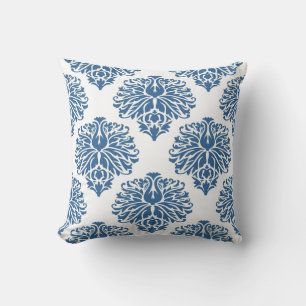 Azure Elegant Damask Cushion