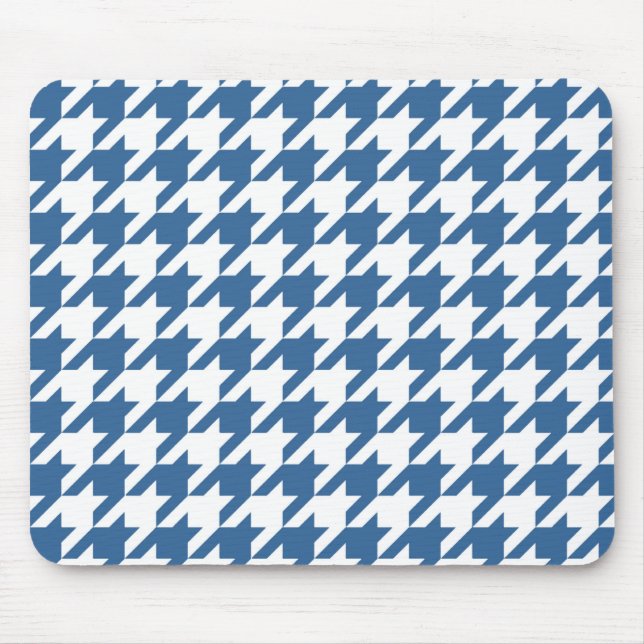 Azure Elegant Houndstooth Mouse Pad (Front)