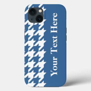 Azure Elegant Houndstooth with custom text iPhone 13 Case