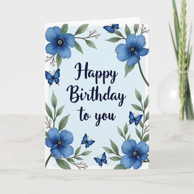Azure Floral Card (Front)