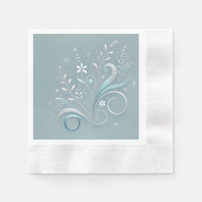 Azure Floral Motif Design Napkin (Front)
