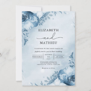 Azure Frost Bloom Wedding Invitation