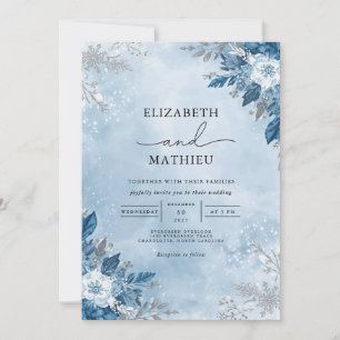 Azure Frost Botanical Romance Wedding Invitation
