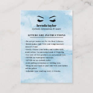 Azure Glam Eyelash Browbar Aftercare Instructions Business Card
