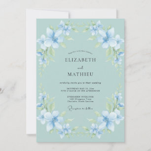 Azure Hydrangea Eucalyptus Wedding Invitation