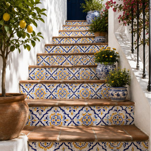 Azure Imperial Regal Blue and Gold European Luxury Ceramic Tile