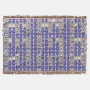 Azure Lattice Mosaic Geometric Pattern 1297 Throw Blanket