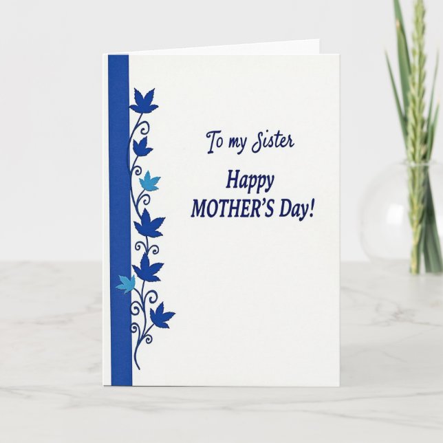 Azure Leaf Mothers Day Card (Front)