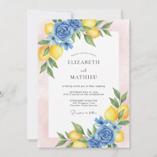 Azure Lemon Foliage Eucalyptus Wedding Invitation