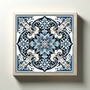 Azure Lotus Majesty Ceramic Tile